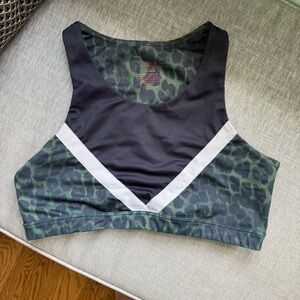 Barry’s Bootcamp Leopard Print Sports Bra with Black and Gray Accents